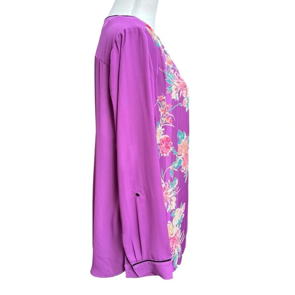 ModCloth Purple Floral “Podcast Co-Host” Blouse Size 1X - Picture 7 of 15